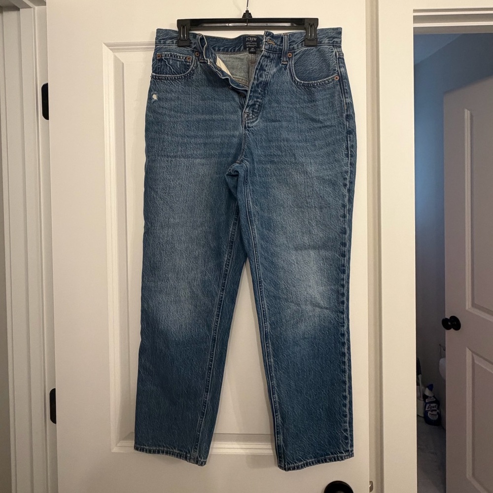 J. Crew Women's High Rise Straight-Leg Blue Denim Jeans
